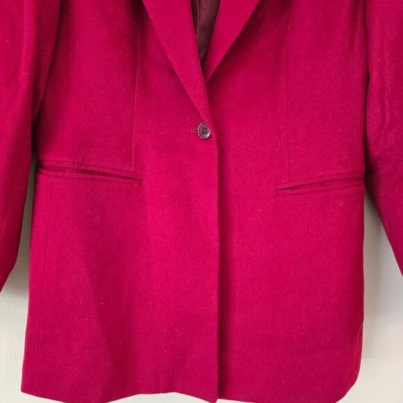 Saks Fith Avenue Folio Collection Blazer Burgundy size 4 wool and Silk Blend - Picture 5 of 12